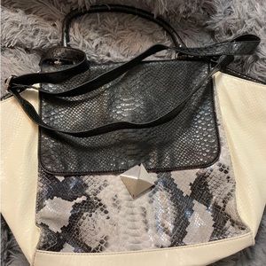 Extra Large Snake Print and White purse